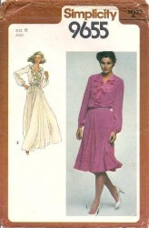 9655 simplicity 1970s V NECK PULLOVER DRESS LENGTHS BELT OR NOT PATTERN 12 UNCUT